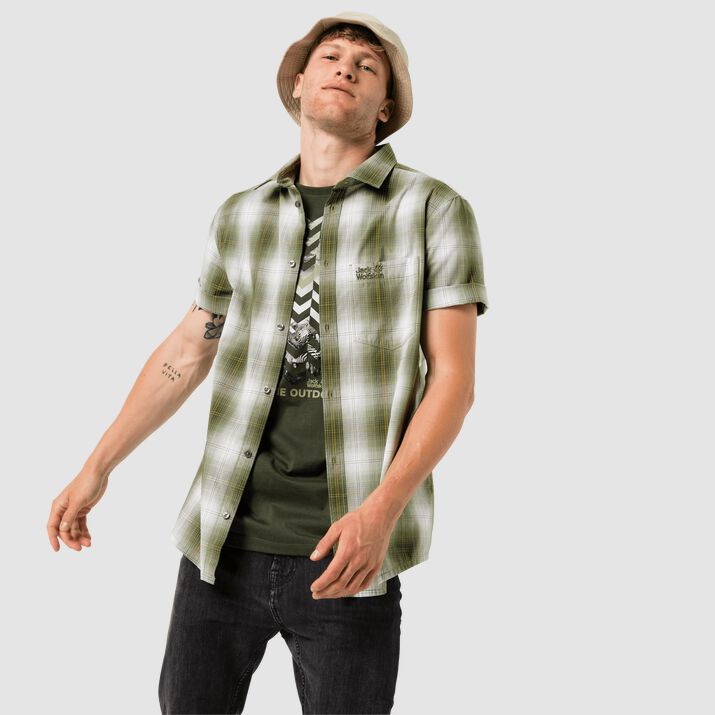 Camisa Manga Corta Jack Wolfskin Hot Chili Hombre Verde Oliva Mexico-8139215